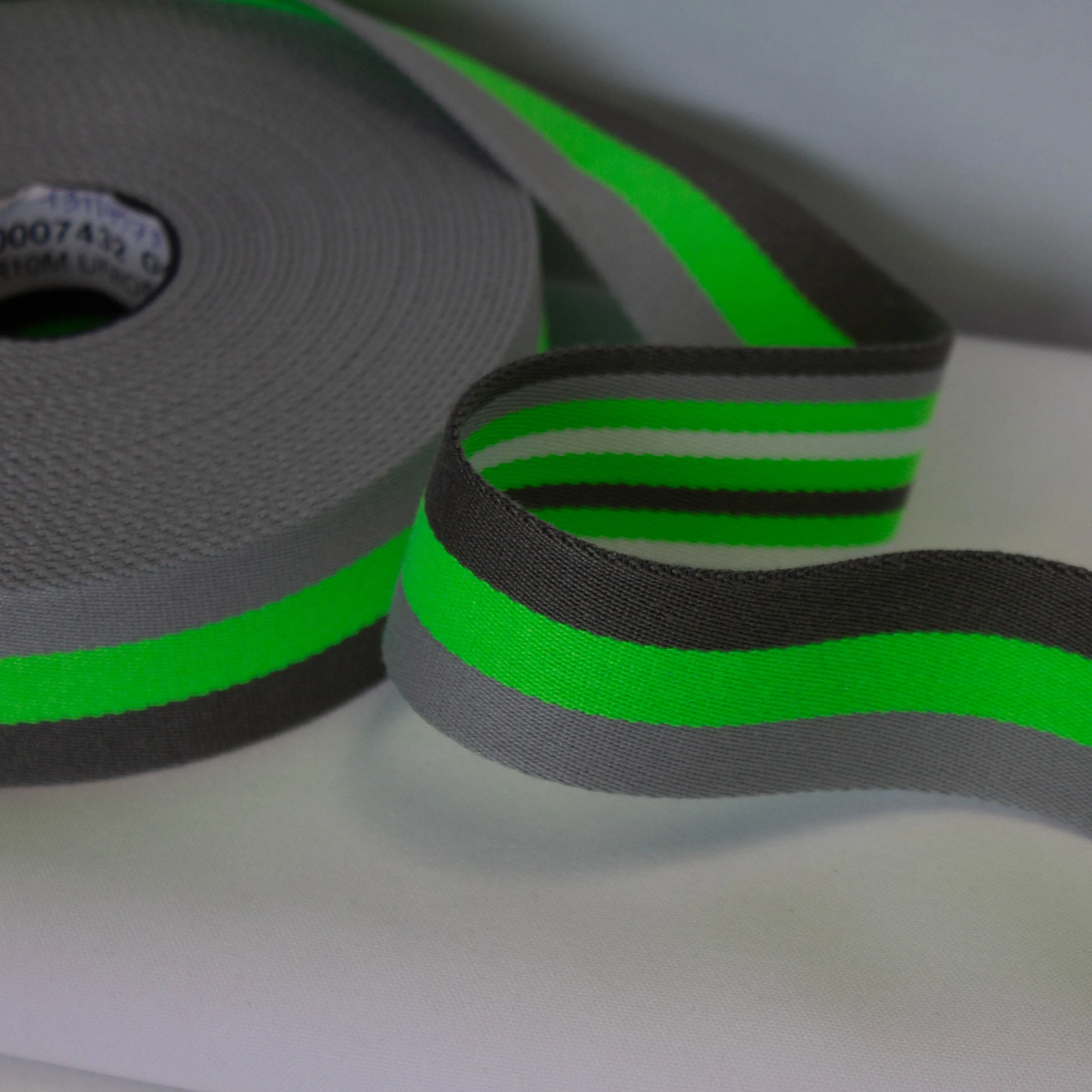 Tassenband / keperband 40 mm grijs - neon groen
